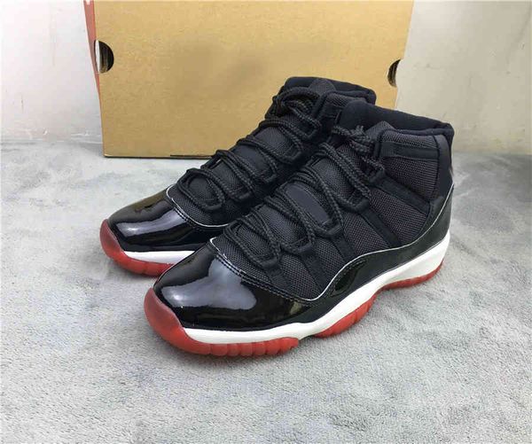 

2023 umpman 11 high playoffs bred mens basketball shoes black white red high 11s xi sports sneakers size 36-47