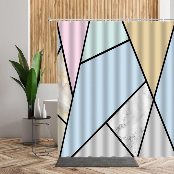 

shower curtains nordic style geometric pattern marble grain printed bathroom decor waterproof 3d wall fabric curtain accessories