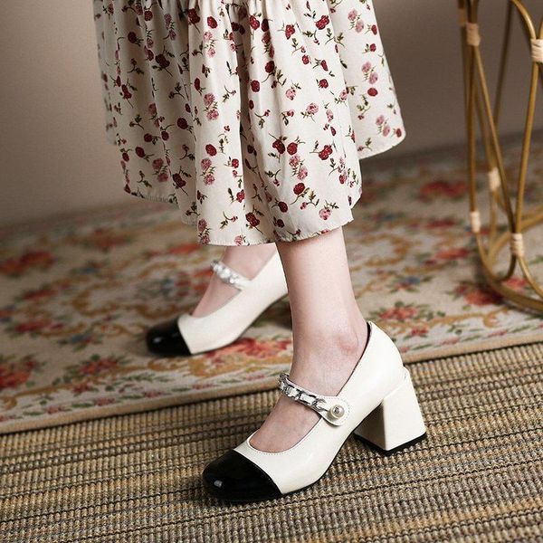 

dress shoes silver patent leather women's sandals spring and autumn sweet high heels thick rhinestone pearl 7cm, Black