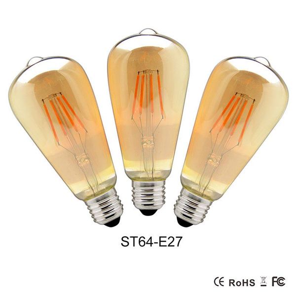 

bulbs vintage led edison filament bulb golden st64 e27 dimmable light 110v 220v energy saving lamp replace incandescent lampa