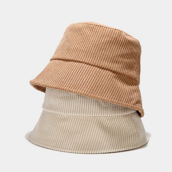 

corduroy 5 solid colors simple bucket cap corded velveteen couples fisherman tide hat spring fall winter outdoor sun lla569, Blue;gray