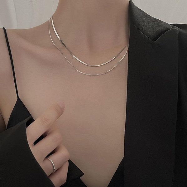 

chains fmily minimalist 925 sterling silver wild double necklace fashion temperament elegant clavicle chain for girlfriend gift