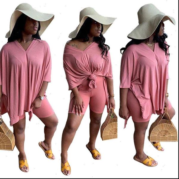 

casual women tracksuits 2 piece set fall clothes short sleeve loose bodycon shorts lounge wear matching sets two outfits, Gray