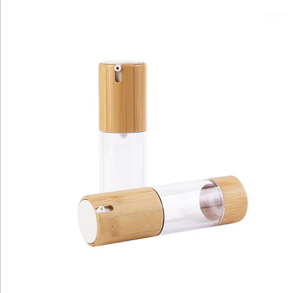 

15ml 30ml 50ml u-shaped bamboo push type vacuum lotion bottle cosmetic storage bottles & jars1