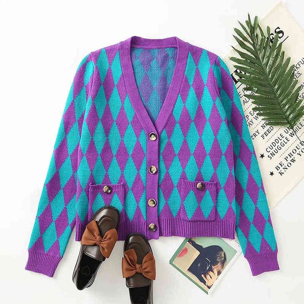 

women's sweaters loose coat of knitted or crocheted woman's jacket with a v-neck and contrast, spring fall ootz, White;black