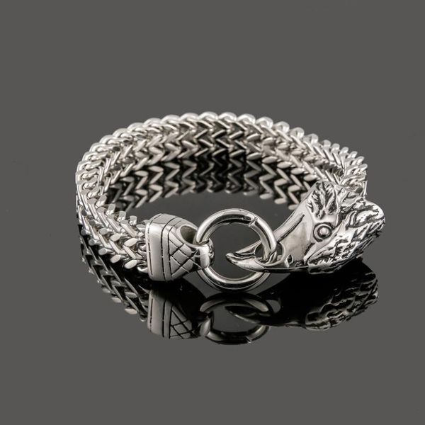 

classic punk sky overlord flying eagle charm bracelet men's stainless steel mesh chain bracelets rock biker jewelry link,, Black