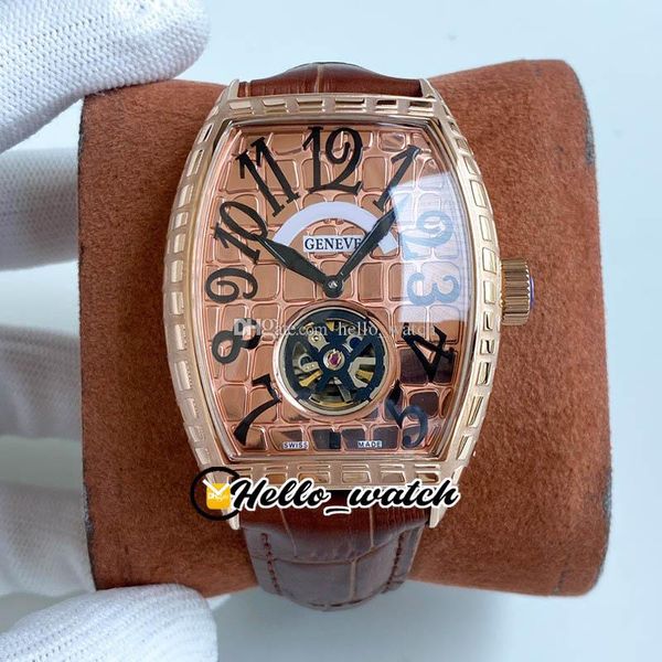 40mm glold croco 8880 T blk CRO Automatic Tourbillon Mens Assista RoseGold Caso Rachado Caixa De Couro Castanho HWFM Relógios Hello_Watch G04B (2)