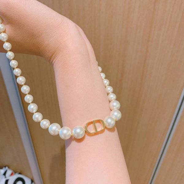 

luxury designer fashion 2021 d / di family cd letter pearl necklace women net red same light personalized necklace high quality, Red;brown