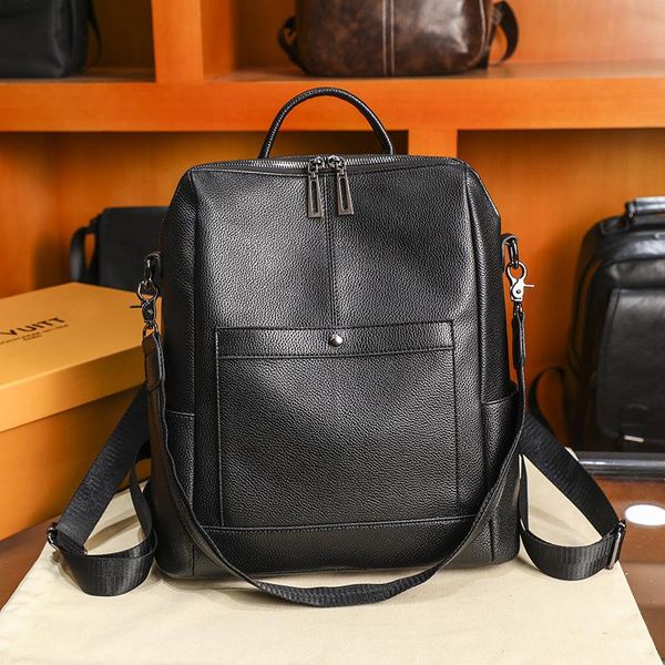 

women pu leather backpacks zipper female high-capacity solid backpack for girls school bag student back pack