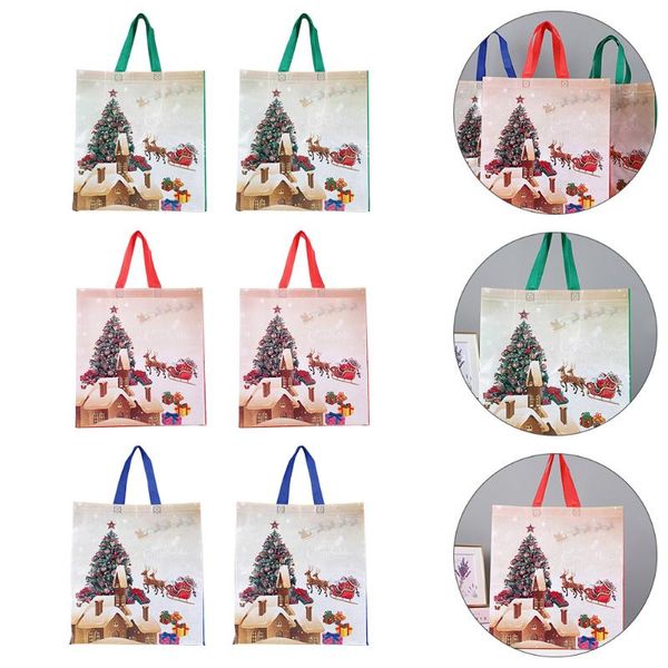 

gift wrap 12pcs christmas non-woven bags large tote with handles reusable bag