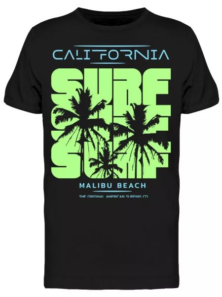 

surf malibu beach men's tee -image by shutterstock, White;black