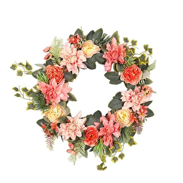 

novelty items artificial dahlia wreath spring summer for front door wall window wedding party garden farmhouse home decor