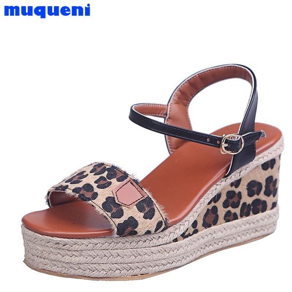 

sandals women's summer shoes buckle strap wedges platform heels snake print leopard ladies sandalias fashion casual 2021, Black