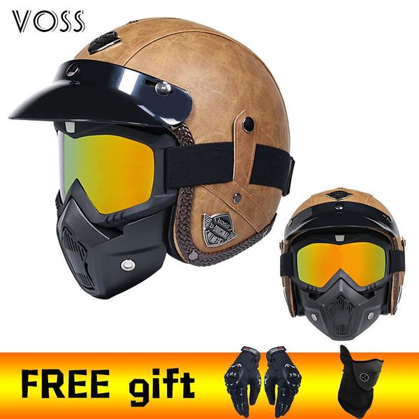 

motorcycle helmets two p3 / 4 leather helmets, open face back and glasses