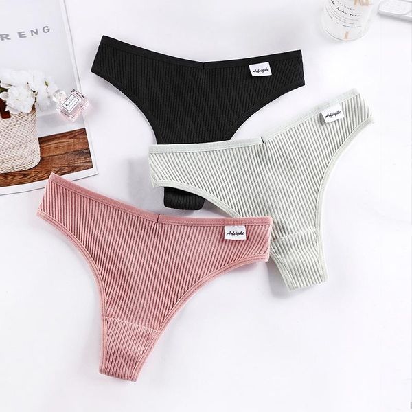 

women's panties 3pcs/lot for women thong underwear t-back briefs seamless lingerie female fashion cotton tanga g-string breathable, Black;pink
