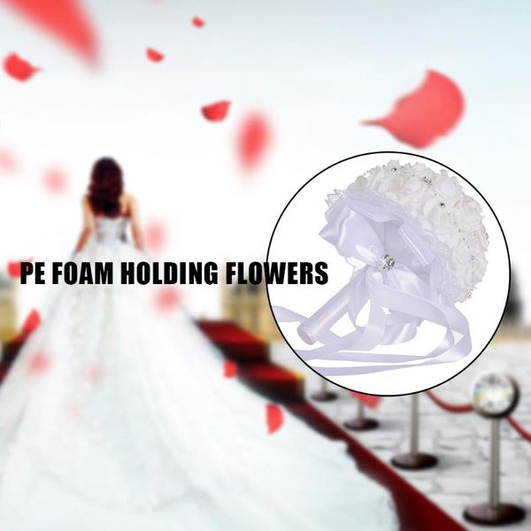 

decorative flowers & wreaths artificial rose floral bridal wedding bouquet with rhinestones home party decoration noble and elegant