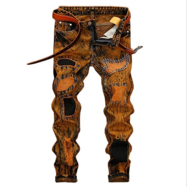 

men's jeans punk style slim denim autumn men vintage straight long jean pants large size cowboy trousers 42, Blue