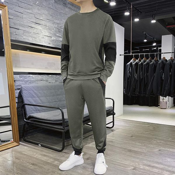 

men's tracksuits spring and autumn 2021 korean fashion loose sportswear set winter leisure wear a of clothes outside boy, Gray