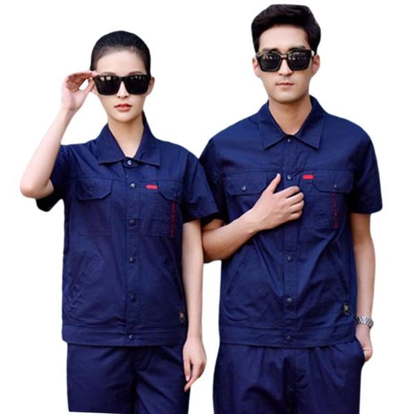 

men's tracksuits pure cotton suit short sleeve all labor protection tooling for summer, Gray