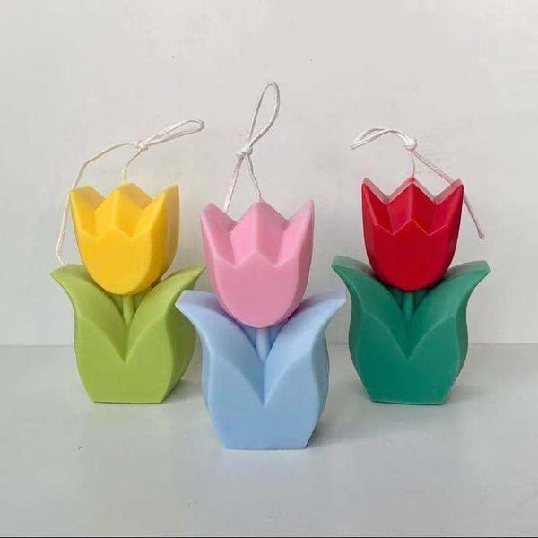

craft tools 3d tulip shape candle mold, shaped art silicone mold for diy handmade mould soap home decoration