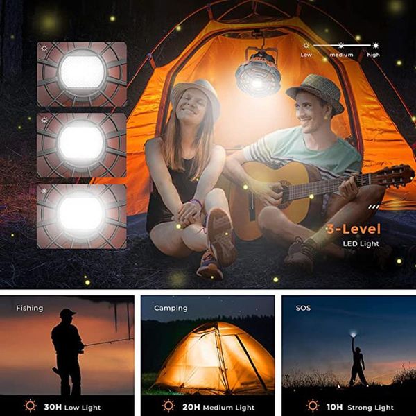 

portable lanterns outdoor fan lighting multifunctional camping tent hanging led lantern rechargeable work lamp