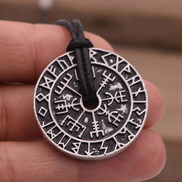 

pendant necklaces viking elder futhark odin hammer compass necklace talisman valknut pagan amulet vegvisir scandinavian norse gift, Silver