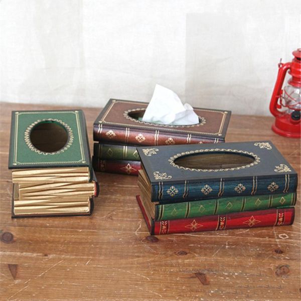 

retro wooden tissue boxes book-shape box decoration for living room kitchen tablenapkin holder luxurious home decor & napkins