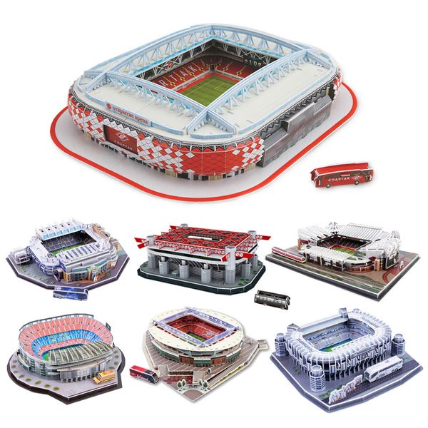 3D-Puzzle Weltfußballstadion Europäischer Fußballverein Wettbewerb Fußballspiel Zusammenbauen Architekturmodell Kinderpuzzle Spielzeug X0522