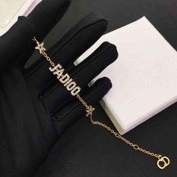 

luxury designer fashion necklace d family letter star bracelet fall and winter 2021 dijia pentagram diamond women's, Red;brown