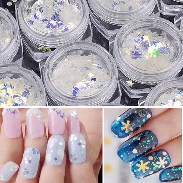 

nail art decorations 6pcs/lot crystal rhinestones bling glitter sequins sparkling decoration manicure irregular accessories, Silver;gold