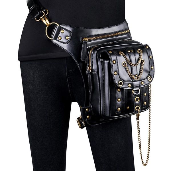 

-selling motorcycle bag women steampunk retro single shoulder crossbody outdoor multi-function chain running waist bags