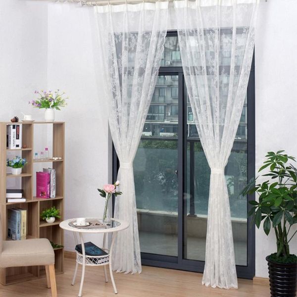

curtain & drapes white lace sheer bedroom short floral valances coffee bay window fabric pastoral tiers 145x100cm