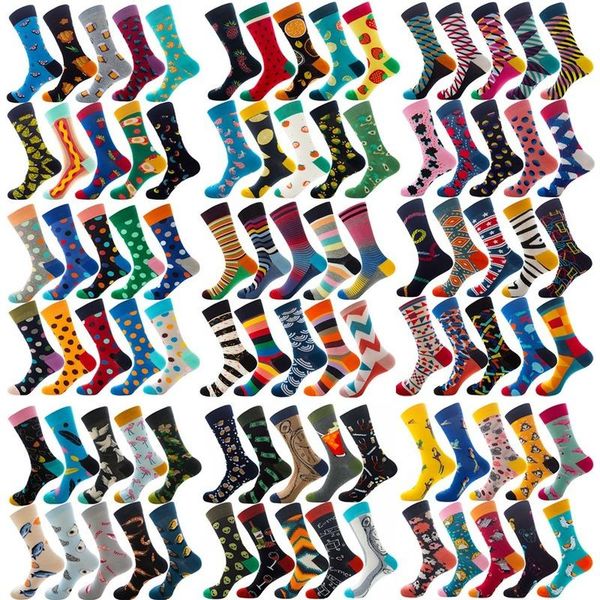 

men's socks 38 style10 pairs men for hip hop male funny cut sock crew mid length cartoon fruit animal food plus size, Black