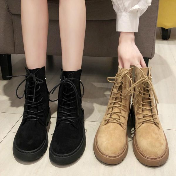 

boots female british wind 2021 autumn ins net red was thin single wild fashion handsome, Black
