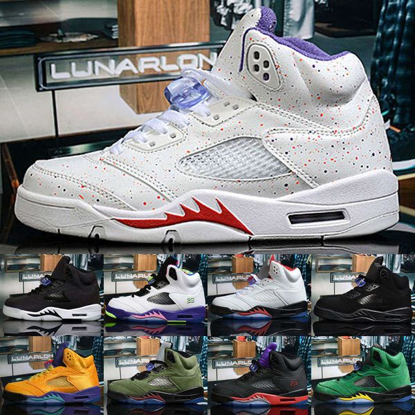 

jumpman 5 5s black muslin fresh prince satin bred women men basketball shoes grape prin island green mens sneakers size 36-47