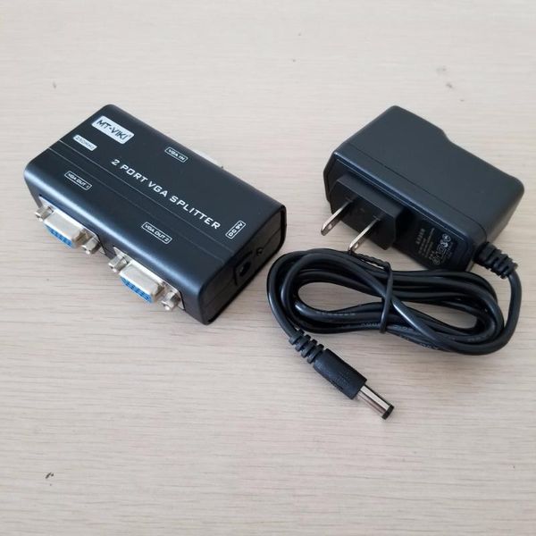 

vga splitter adapter cable computer display 1 in 2 out synchronous shared output plastic box cables & connectors