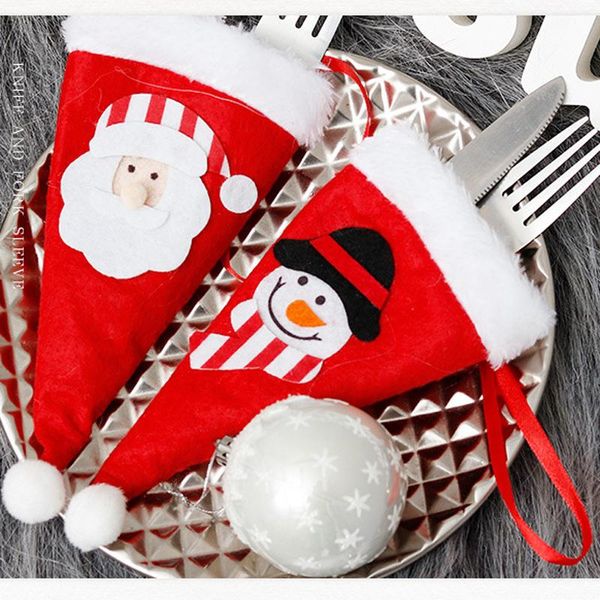 

cute christmas tableware holder bag christmas dining table decorations knife fork bag lovely santa snowman small cutlery cover ld71208