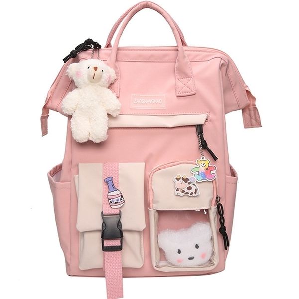 

women's preppy backpack teenage girl high school bag backpacks fancy book schoolbags cute travel pack rucksack for female 211215