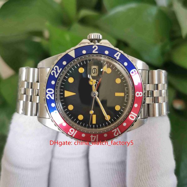 

bp maker watches classic 40mm vintage gmt 1675 red blue bezel pepsi asia 2813 2836 movemen mechanical automatic mens watch men's wristw, Slivery;brown