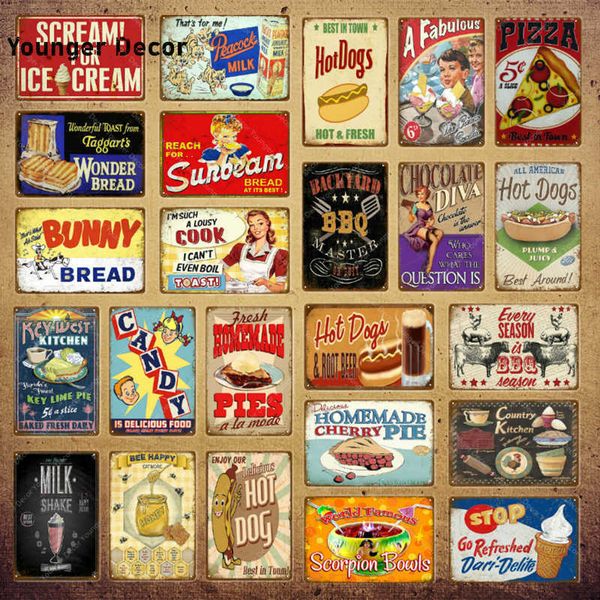 

wonder bread metal signs handmade pies vintage poster kitchen decor cafe bar shop decorative plate food cook wall sticker yi-154