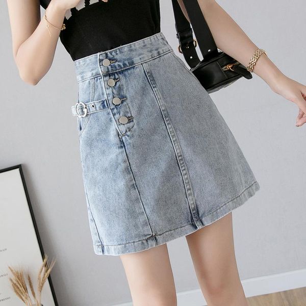

skirts summer denim skirt women's spring 2021 and autumn, Black