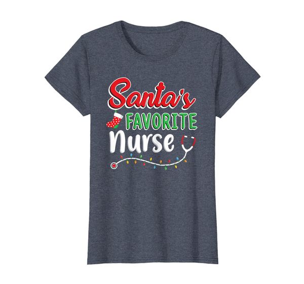 

womens santa's favorite nurse t shirt cute merry xmas party crew t-shirt, White;black