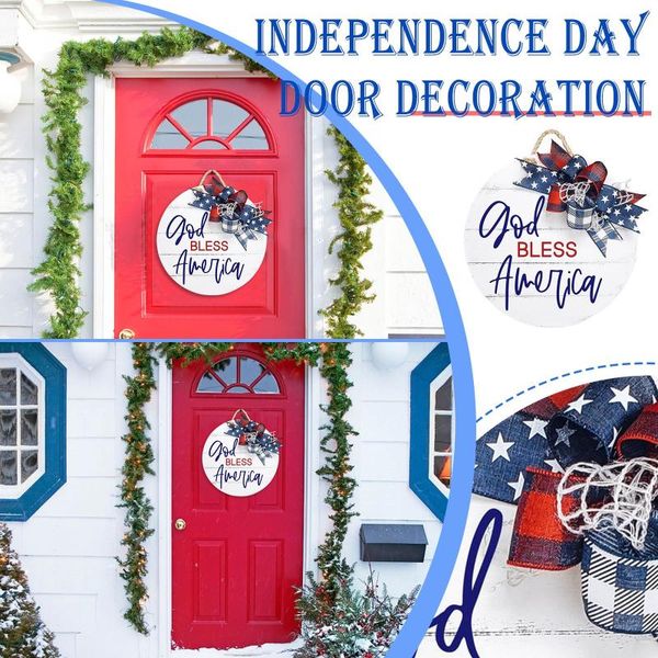 

decorative flowers & wreaths bless amercican welcome independence day nordic home decoration door wall decor hanging sign fast