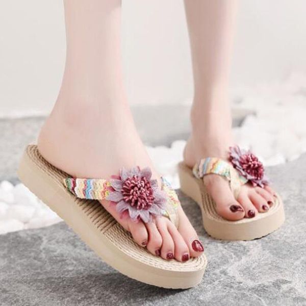

women slippers girls summer flowers beach flip flops anti-slip slipper casual shoes home shoes female comfortable qq294, Black