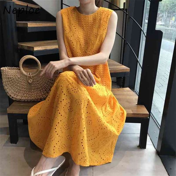 

chic french retro ladies dress round neck sleeveless hollow loose dresses women summer fashion vestidos 1f468 210422, Black;gray