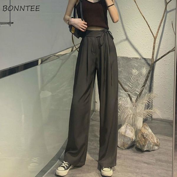 

high waisted pants women chic simple full-length all-match trendy ladies pantalones big size 3xl business female trousers women's & cap, Black;white