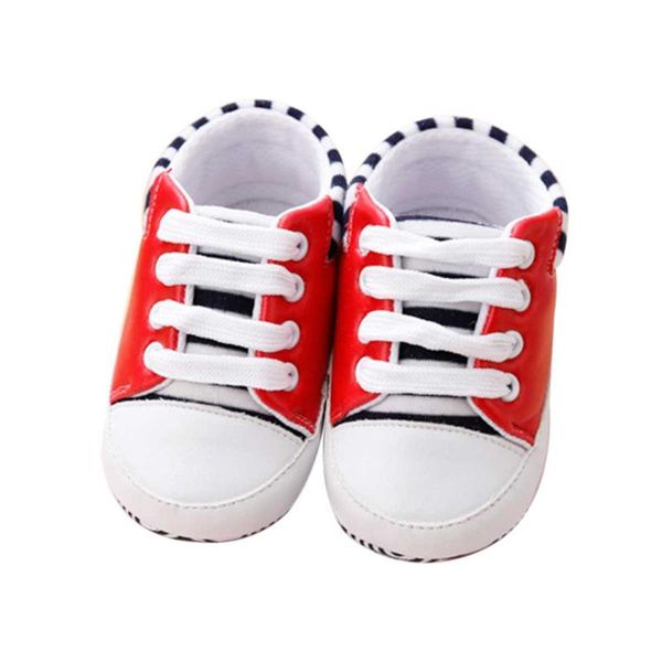

first walkers infant baby canvas shoes cute striped print crib soft sole anti-slip lace up sneakers