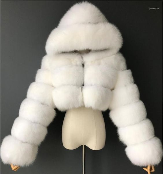 

women's fur & faux european and american short style pure color plush hooded overcoat imitation autumn winter warm coat women, Black