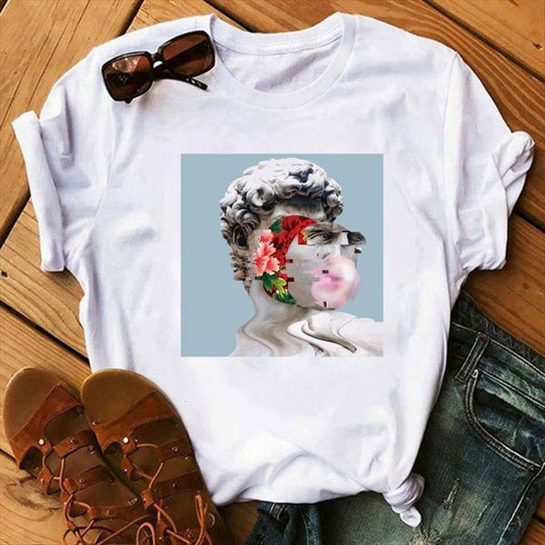 

fashion aesthetics tee funny womens short sleeve o neck female clothes, White