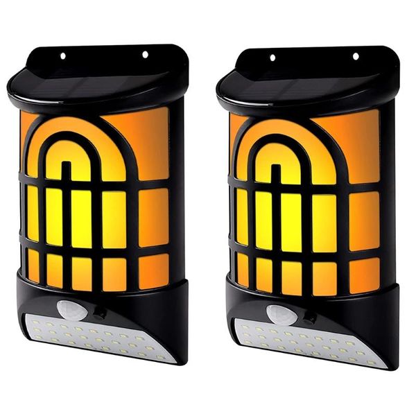 

outdoor wall lamps solar flame lights with dark sensor auto on/off